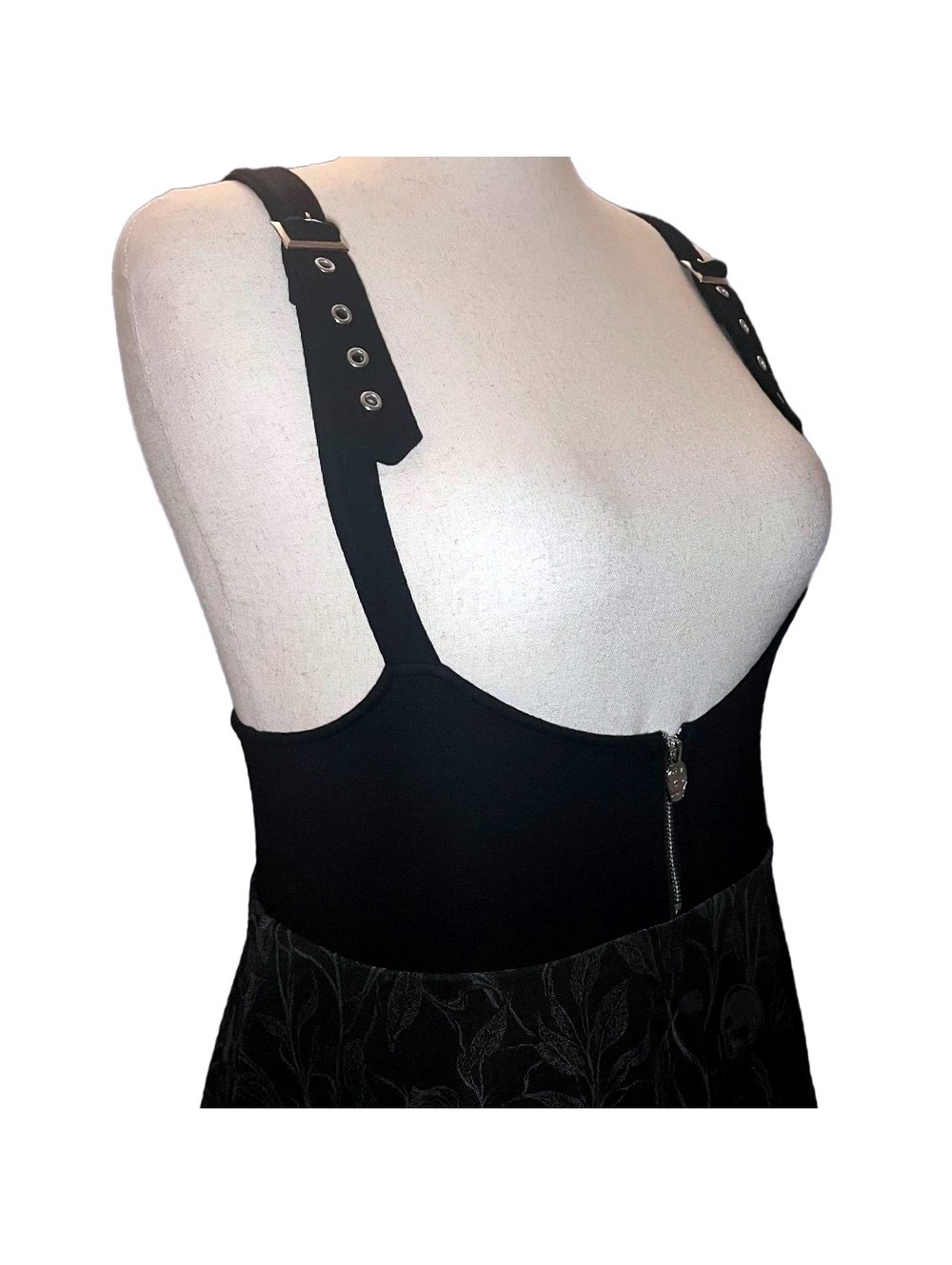Hot Topic Black Gothic Underbust Suspender Dress with Skull Print Skirt XL - Picture 2 of 4